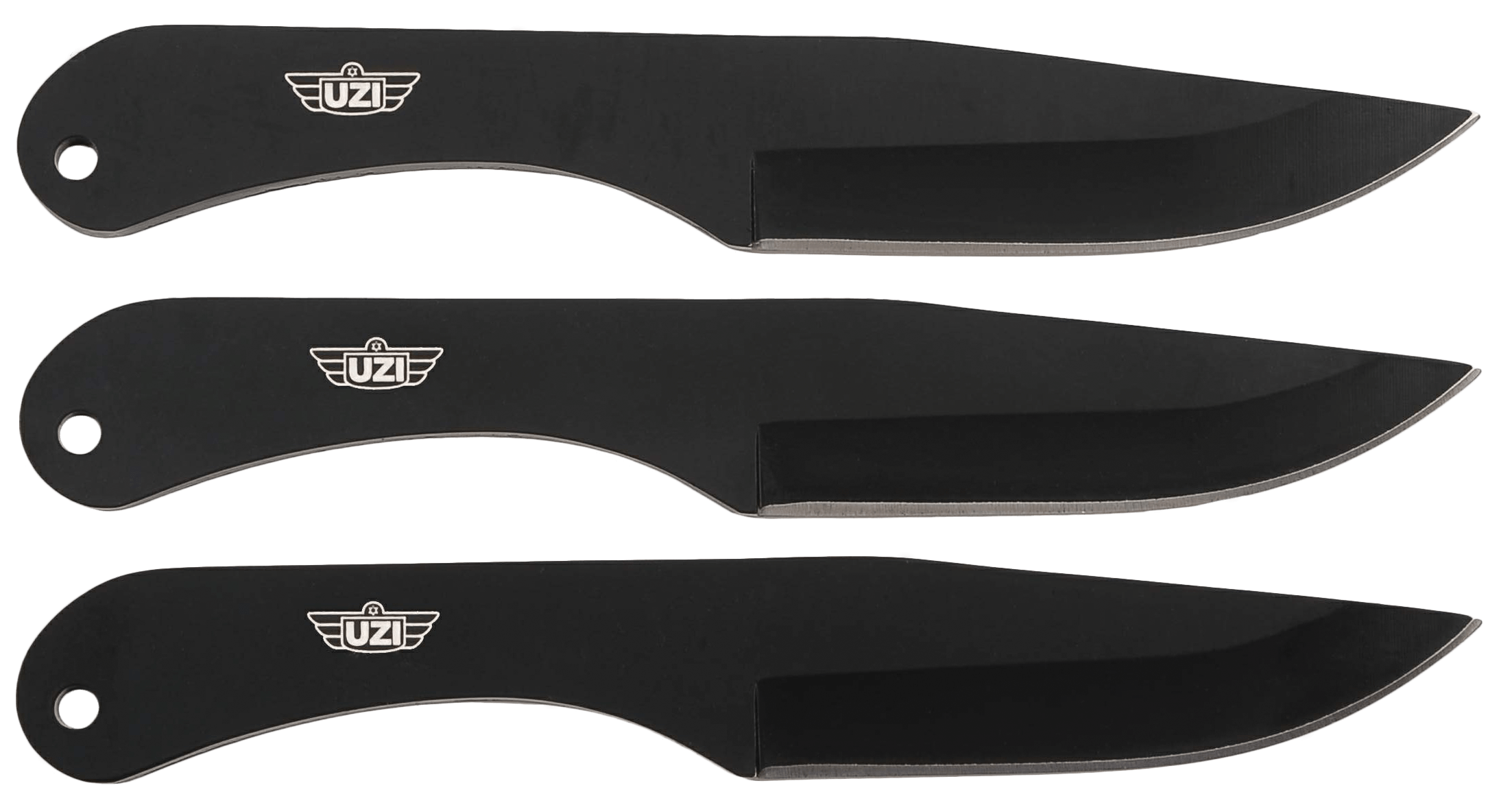 Uzi Accessories UZKTRW004 Throwing Knives IV Three 8.25" Plain Black Stainless Steel