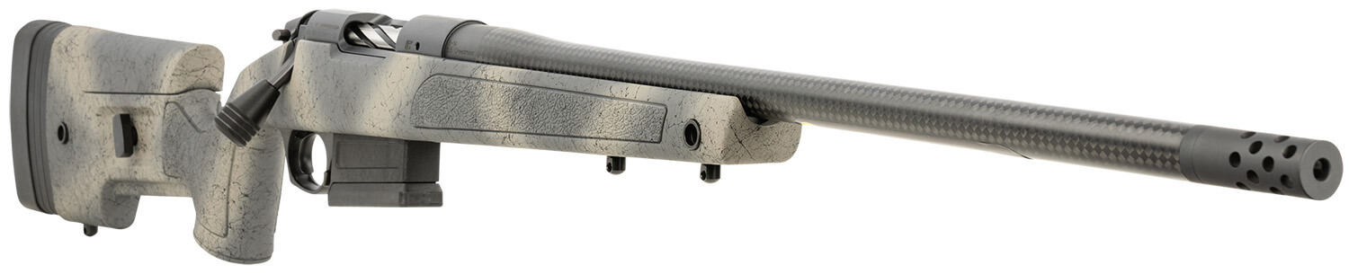 Bergara Rifles B14S382CF B-14 HMR Carbon Wilderness 6.5 Creedmoor 5+1 24" Threaded Carbon Fiber Wrapped Barrel Sniper Gray Cerakote Rec Adj. SoftTouch Woodland Camo Stock with Mini-Chassis Omni Muzzle Brake - Image 3