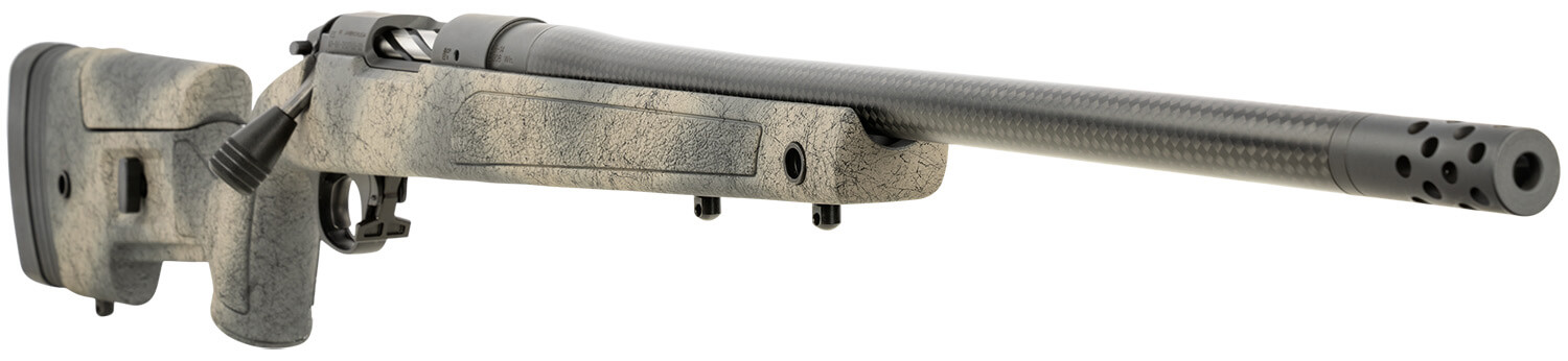 Bergara Rifles B14S371CF B-14 HMR Carbon Wilderness 308 Win 5+1 20" Threaded Carbon Fiber Wrapped Barrel Sniper Gray Cerakote Rec Adj. SoftTouch Woodland Camo Stock with Mini-Chassis Omni Muzzle Brake - Image 3