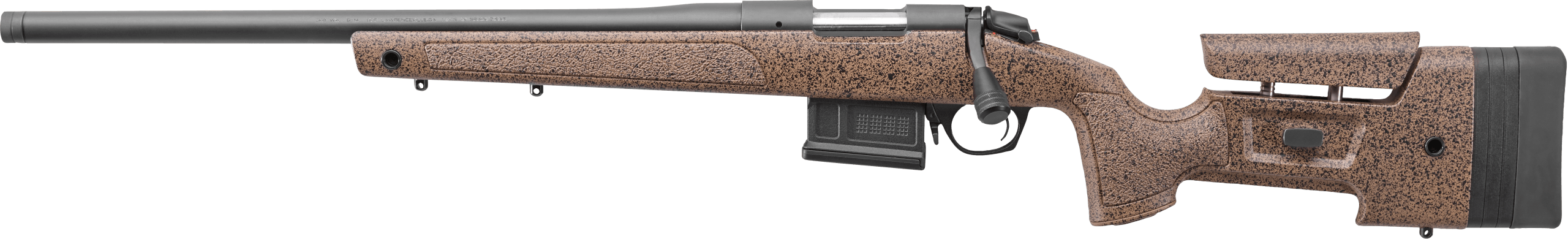 Bergara Rifles B14S354LC B-14 HMR 22-250 Rem 5+1 24" Graphite Black Cerakote #6 Contour Threaded Barrel Graphite Black Cerakote Drilled & Tapped Steel Receiver Black/Brown Speckled Adj HMR Mini-Chassis Synthetic Stock Left Hand
