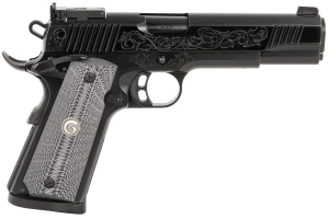 EAA GIRSAN 390098 MC1911 S Lux Full Size 45 ACP 8+ 1 5" Black Steel Barrel Black Chrome w/Engraving Serrated Slide Black Chrome Engraved Steel Frame w/Beavertail G10 Grips Ambidextrous