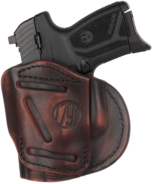 1791 Gunleather 4WH4VTGR 4-Way IWB/OWB 04 Vintage Leather Belt Clip Compatible w/Springfield XDS/Springfield XD/Glock 26/S&W M&P Shield Plus
