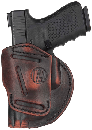 1791 Gunleather 4WH5VTGR 4-Way IWB/OWB Size 05 Vintage Leather Belt Clip Compatible w/Glock 17/Springfield XD/S&W M&P/HK VP9 Right Hand