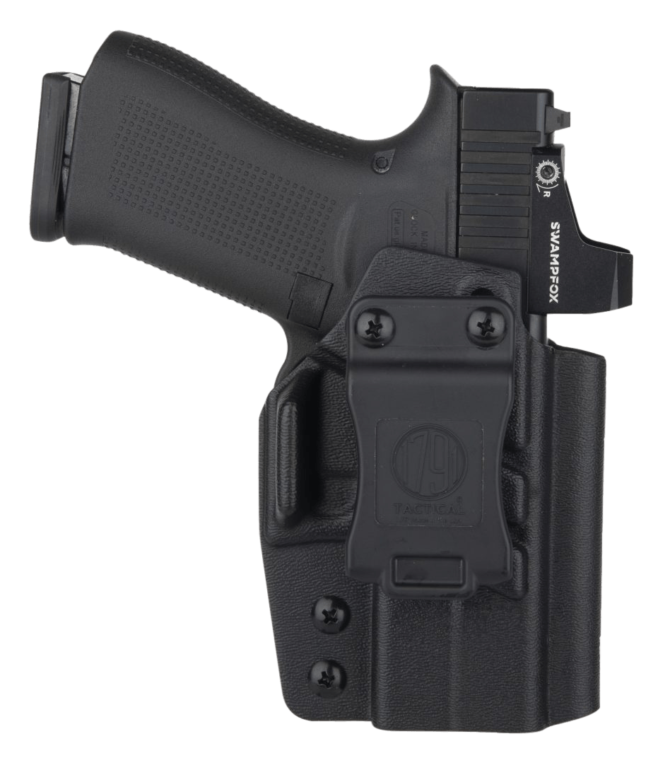1791 Gunleather TACIWBG43XMOSBLKL Tactical Kydex IWB Black Kydex Belt Clip Compatible w/Glock 43/43X/43X MOS/48 Right Hand