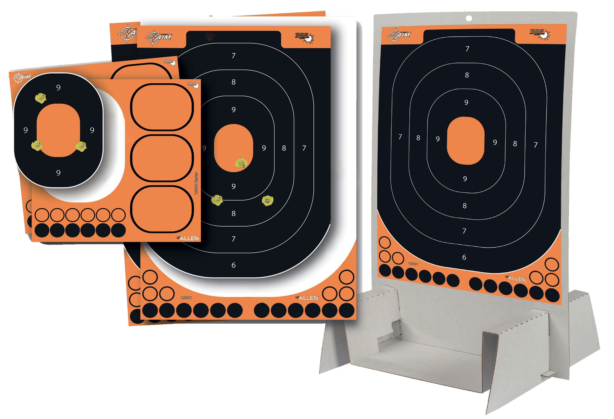 EZ-Aim 15548 Splash Reactive Trainer Kit Self-Adhesive Paper Handgun Yellow Oval Includes Targets/Pasters/Stand