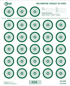 EZ-Aim 15582 Official IBS Rimfire Target Non-Adhesive White/Green 25 Pack