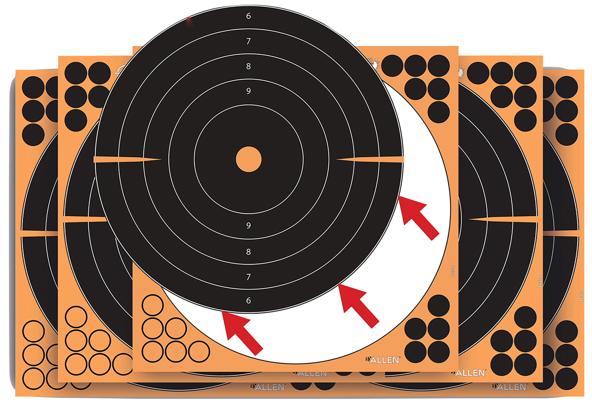 EZ-Aim 1531710 Splash Reactive Bullseye Impact Enhancement Adhesive Bullseye Black / Orange 10 Pack