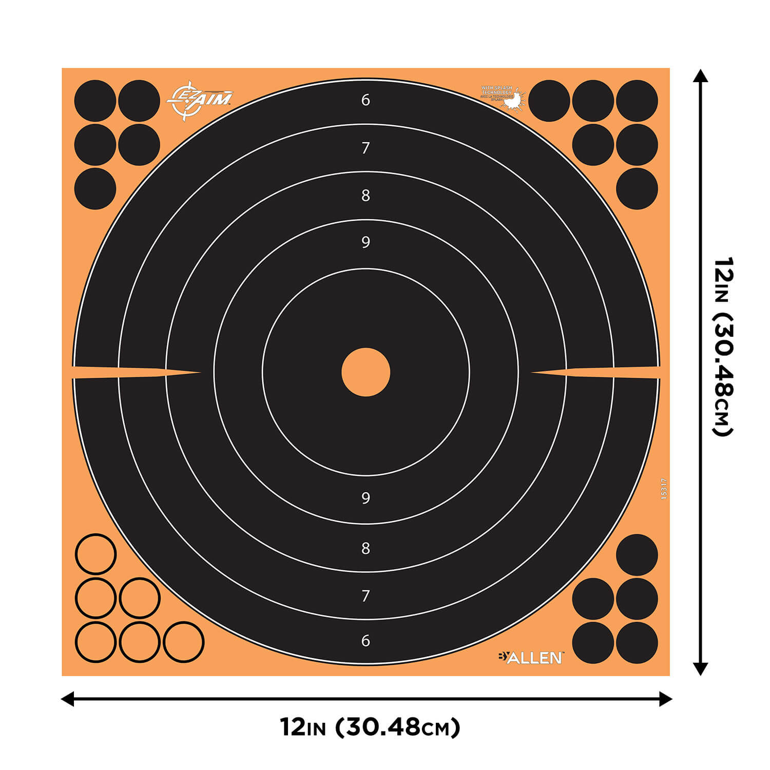 EZ-Aim 1531710 Splash Reactive Bullseye Impact Enhancement Adhesive Bullseye Black / Orange 10 Pack - Image 2