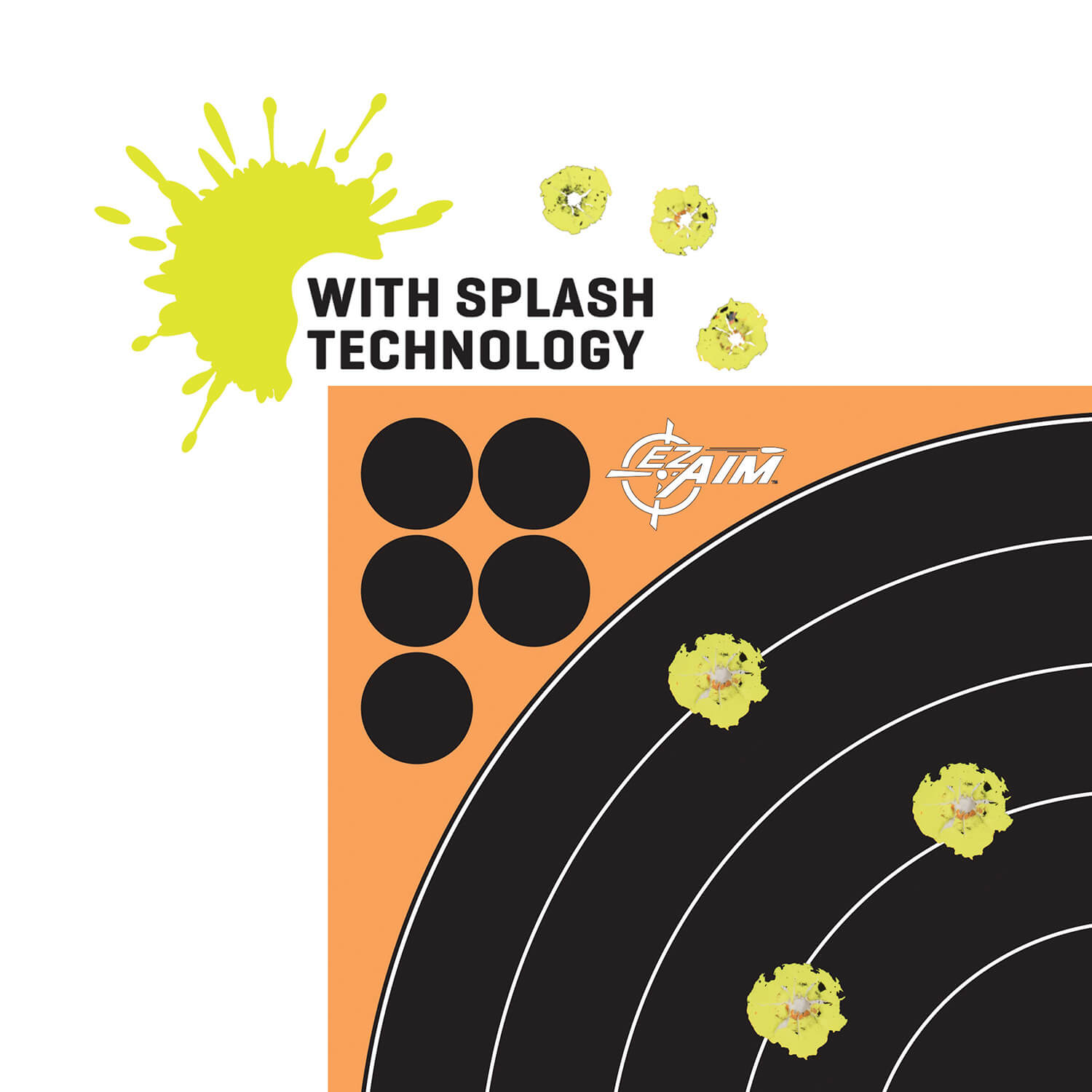EZ-Aim 1531710 Splash Reactive Bullseye Impact Enhancement Adhesive Bullseye Black / Orange 10 Pack - Image 3