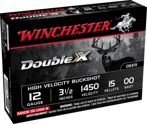 Winchester Ammo SB12L00 Double X High Velocity 12 Gauge 3.50" 15 Pellets 00 Buck Shot 5 Per Box