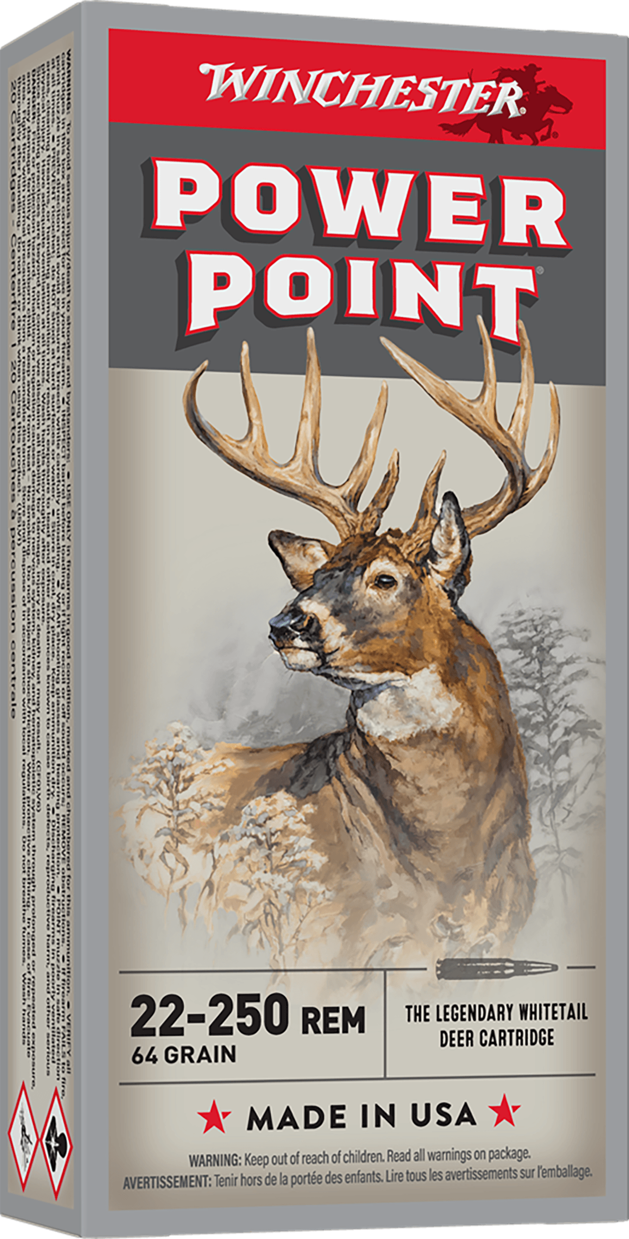 Winchester Ammo X222502 Power-Point 22-250 Rem 64 gr Power Point 20rd Box