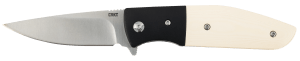 CRKT 2867 Curfew 3.10" Folding Plain Satin 8Cr13MoV SS Blade/Black/White Resin Infused Fiber w/Aluminum Bolster Handle Includes Pocket Clip