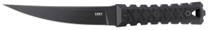 CRKT 2927 HZ6  6.50" Fixed Plain Black Matte Baked-On Anti Rust SK-5 Steel Blade/Black w/Carved X's G10 Handle Includes Sheath