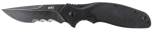 CRKT K800KKP Shenanigan 3.35" Folding Drop Point Veff Serrated Black Stonewashed 4116 Stainless Steel Blade/ Black GRN Handle Includes Pocket Clip