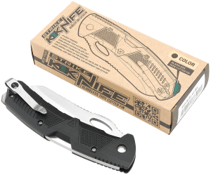 Strike Industries K1BK K1 3.51" Folding Plain AUS-8A SS Blade Black Textured Polymer Handle Includes Pocket Clip