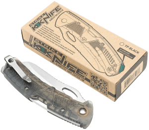 Strike Industries K1TP K1 3.51" Folding Plain AUS-8A SS Blade Smoke Textured Polymer Handle Includes Pocket Clip