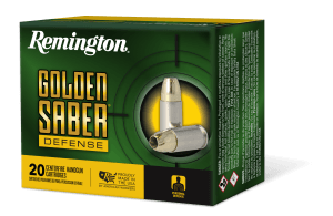 Remington Ammunition 27606 Golden Saber Defense 38 Special +P 125 gr Brass Jacket Hollow Point 20rd Box