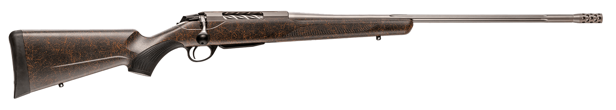 Tikka JRTXRBS319 T3x Lite Full Size 6.5 PRC 3+1 24.30" Stainless Fluted Barrel Drilled & Tapped Stainless Steel Receiver Orange Webbed Black Roughtech Synthetic Stock