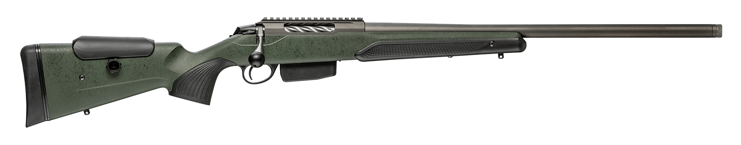 Tikka JRTXRSV370 T3x Super Varmint 7mm Rem Mag 5+1 23.70" Barrel Tungsten Cerakote Metal Finish Black Webbed Green Roughtech Stock