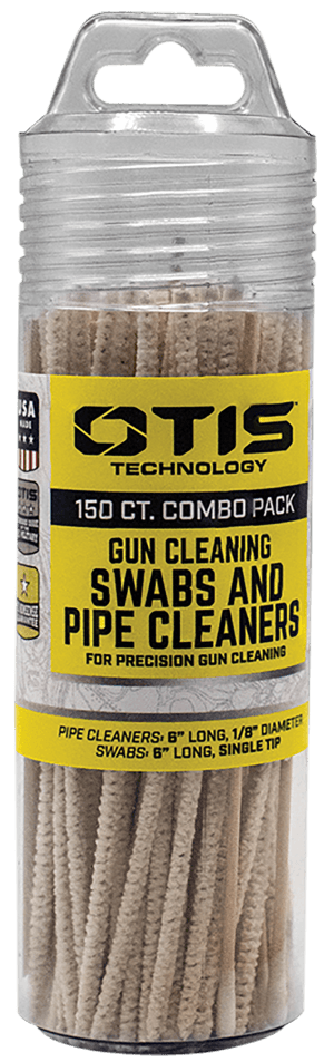 Otis FG241857 Swabs & Pipe Cleaners Combo Pack Cotton/Wood 6" Long 100 Swabs/50 Pipe Cleaners Includes Reusable Storage Tube
