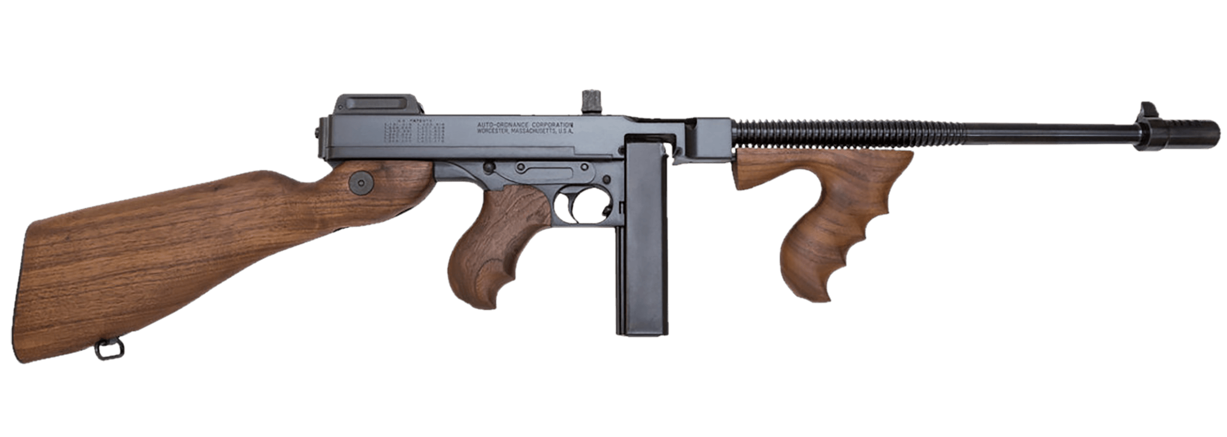 Thompson T114 1927A-1 Deluxe 45 ACP Caliber with 16.50" Barrel 20+1 Capacity (Stick) Blued Metal Finish American Walnut Stock Wood Grip Fixed Compensator Right Hand