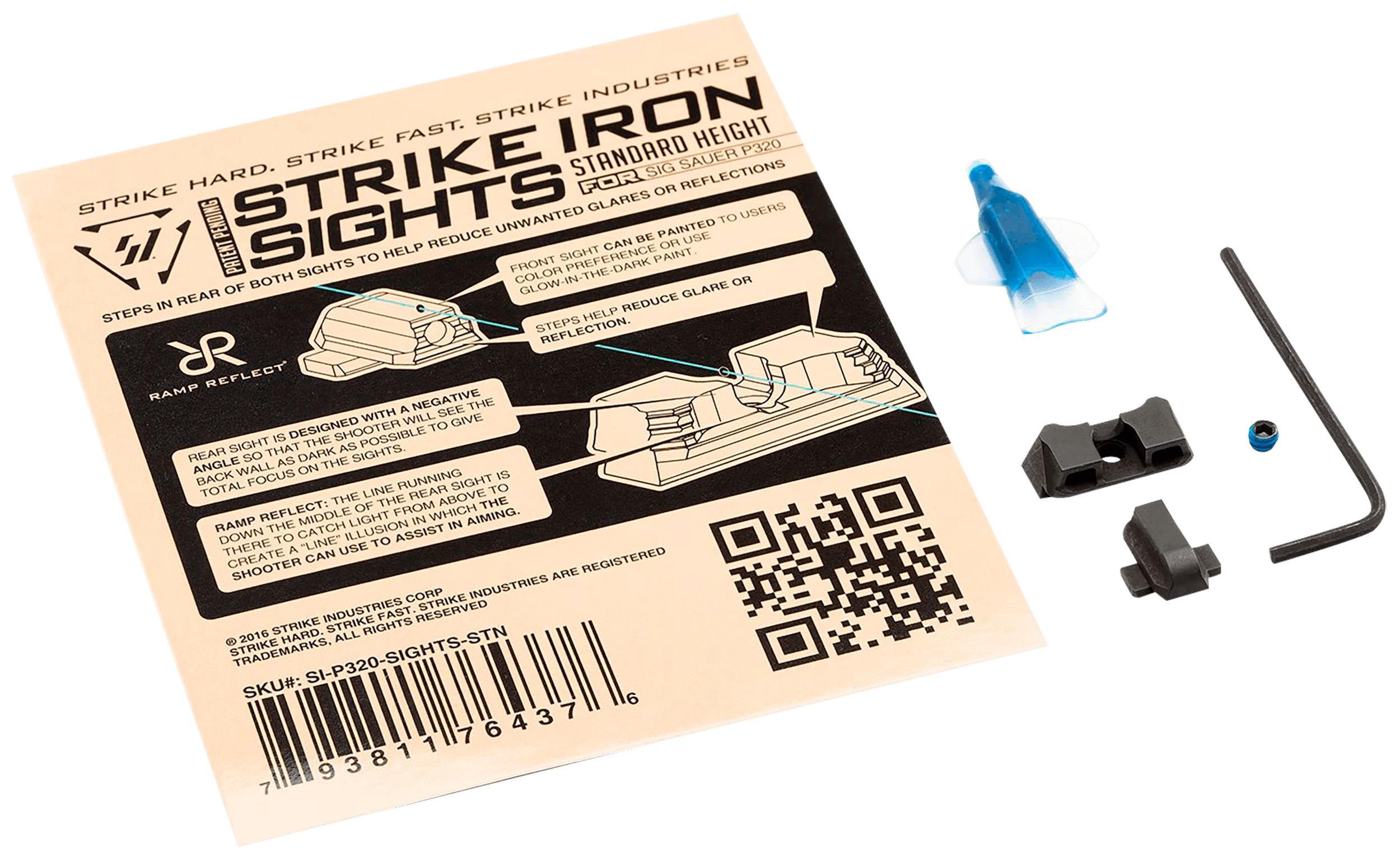 Strike Industries P320SIGHTSSTN Strike Iron Sights-Standard Height Black | Black Front Sight Black Rear Sight