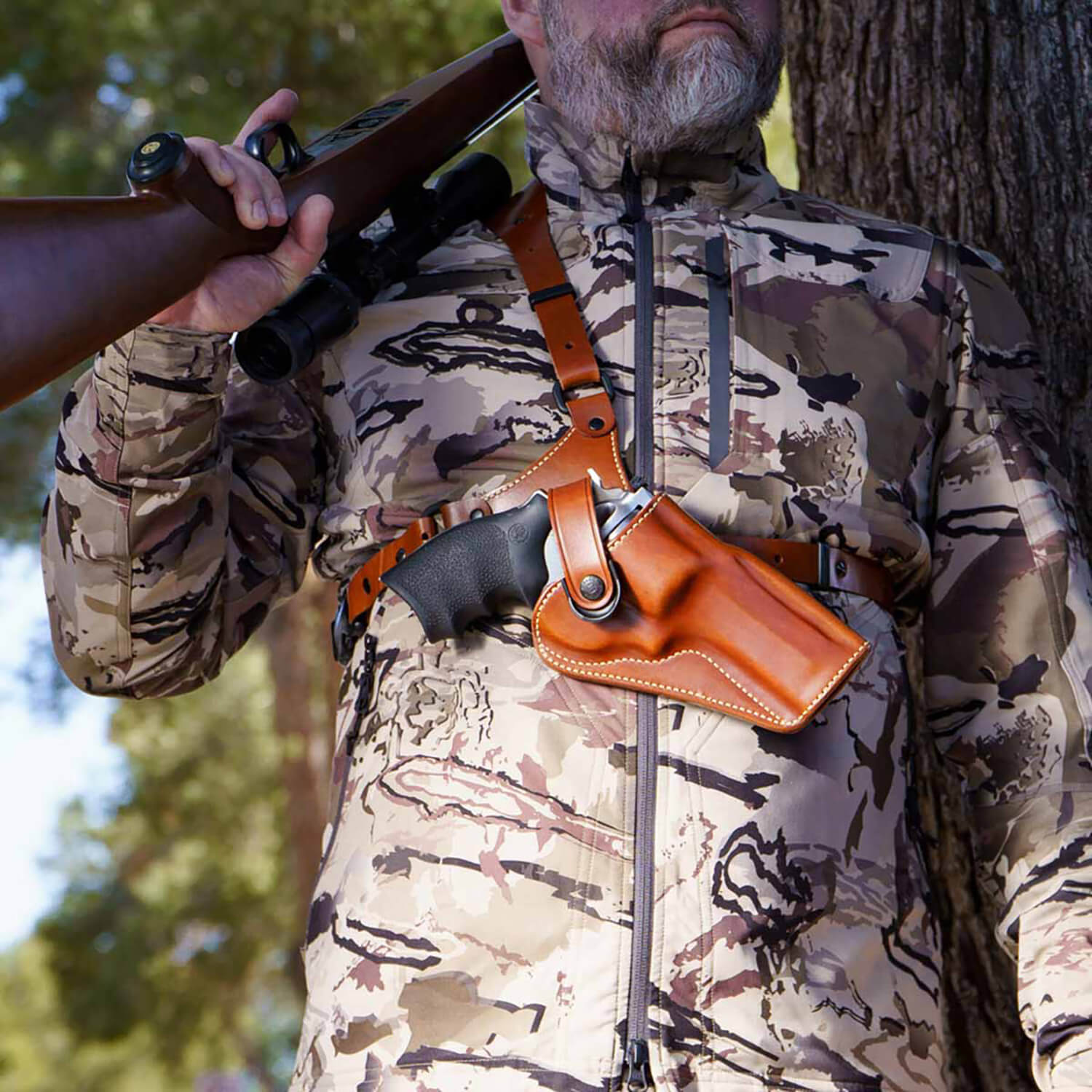 Galco GA128 Great Alaskan Size Fits Chest Up To 54" Tan Leather Shoulder/Torso Strap Fits Ruger GP100 Fits S&W L Frame Right Hand - Image 3