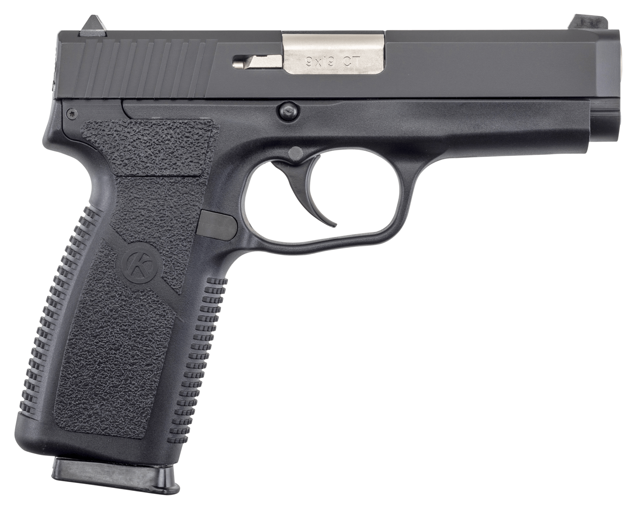 Kahr Arms CT9093CB CT9 9mm Luger 8+1 4" Barrel Black Polymer Frame Serrated Matte Black Stainless Steel Slide & Texture Polymer Grip