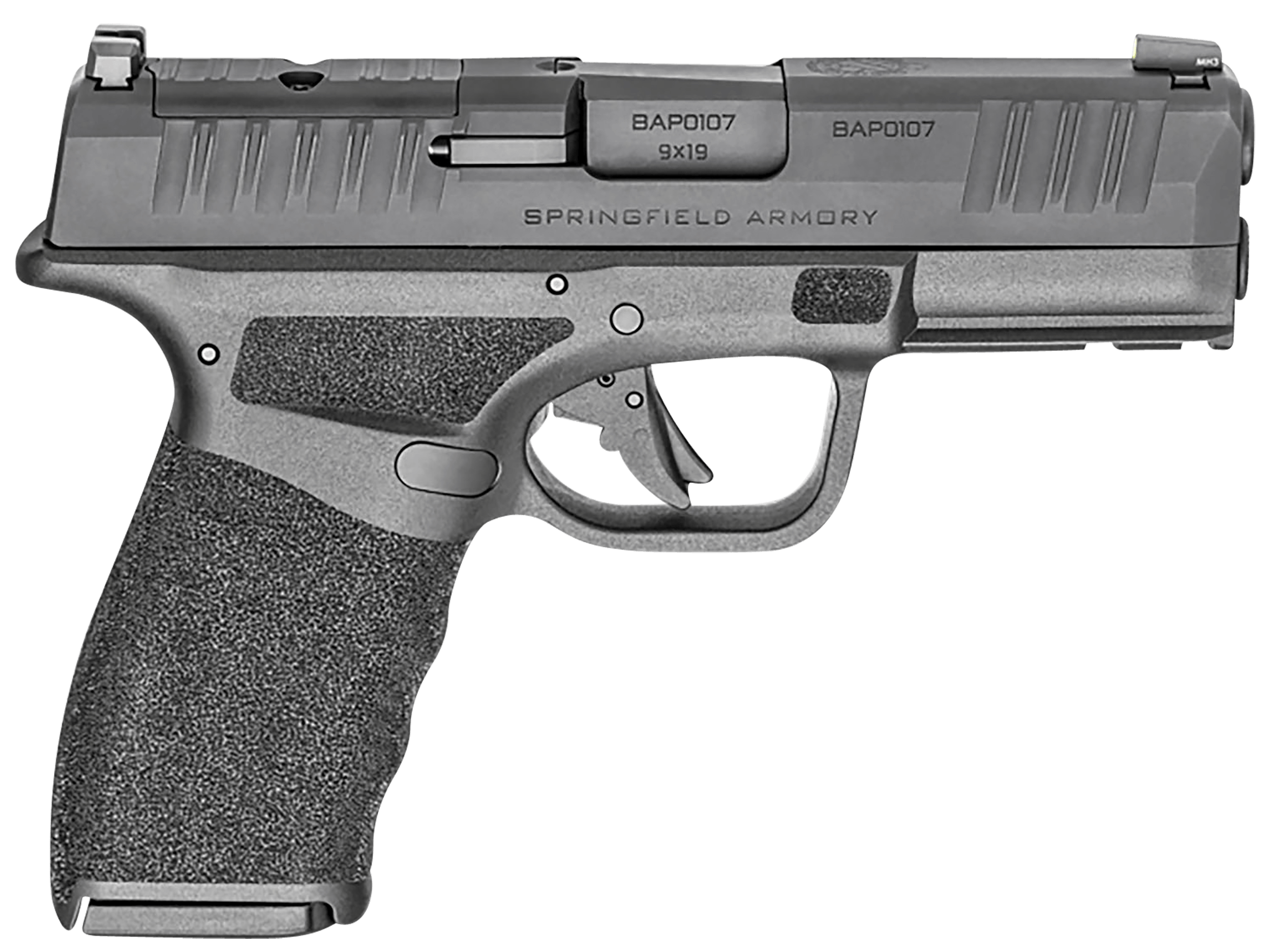 Springfield Armory HCP9379BOSP Hellcat Pro OSP Compact Frame 9mm Luger 15+1/17+1 3.70" Black Melonite Hammer Forged Steel Barrel Black Melonite Optic Ready/Serrated Steel Slide Black Polymer Frame w/Picatinny Rail Adaptive Textured Grip