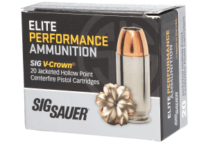 Sig Sauer E10MM20020 Elite Performance 10mm Auto 200 gr V Crown Jacketed Hollow Point 20rd Box