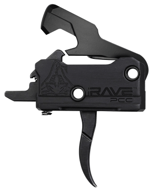 Rise Armament T017PCCBLK Rave Pistol Caliber Carbine Single-Stage Curved Trigger with 3.50 lbs Draw Weight & Black Nitride Finish for AR-Platform