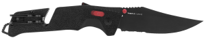 S.O.G SOG11120241 Trident AT 3.70" Folding Clip Point Part Serrated Black TiNi Cryo D2 Steel Blade/Black w/Red Accents GRN Handle Features Line Cutter/Glass Breaker