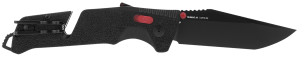 S.O.G SOG11120441 Trident AT 3.70" Folding Tanto Plain Black TiNi Cryo D2 Steel Blade/Black w/Red Accents GRN Handle Features Line Cutter/Glass Breaker