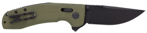 S.O.G SOG12380241 SOG-TAC XR 3.39" Folding Clip Point Plain Black TiNi Cryo D2 Steel Blade OD Green G10 Handle Includes Pocket Clip