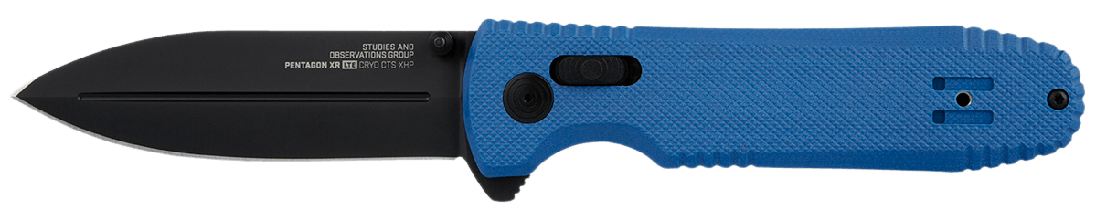 S.O.G SOG12610657 Pentagon XR LTE 3.60" Folding Spear Point TiNi Cryo CTS XHP Blade/Blue G10 Handle Includes Belt Clip