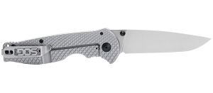 S.O.G SOG14180157 Flash FL 3.40" Folding Drop Point Plain Satin 4116 Stainless Steel Blade/Silver Stainless Steel Handle Includes Pocket Clip