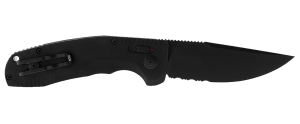 S.O.G SOG15380257 SOG-TAC Auto 3.43" Folding Part Serrated Black TiNi Cryo D2 Steel Blade Black Micro-Textured Anodized Aluminum Handle Includes Pocket Clip