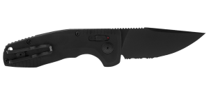 S.O.G SOG15380857 SOG-TAC Auto Compact 2.94" Folding Straight Back Part Serrated Black TiNi Cryo D2 Steel Blade Black Micro-Textured Anodized Aluminum Handle Includes Pocket Clip