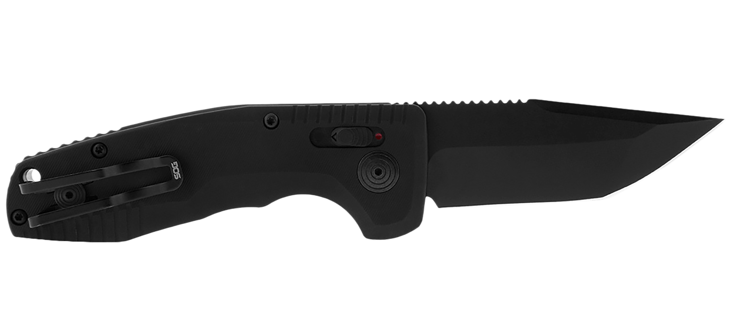 S.O.G SOG-15-38-09 SOG-TAC Auto Compact 2.94" Folding Tanto Plain Black TiNi Cryo D2 Steel Blade Black Micro-Textured Anodized Aluminum Handle Includes Pocket Clip