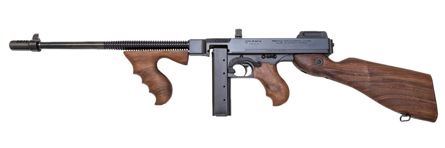 Thompson T114 1927A-1 Deluxe 45 ACP Caliber with 16.50" Barrel 20+1 Capacity (Stick) Blued Metal Finish American Walnut Stock Wood Grip Fixed Compensator Right Hand - Image 2
