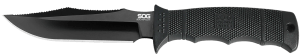 S.O.G SOGE37SNCP Seal Pup Elite 4.85" Fixed Clip Point Plain Black Hardcased TiCN AUS-8A SS Blade/Black w/Grip Lines GRN Handle Includes Lanyard/Sheath