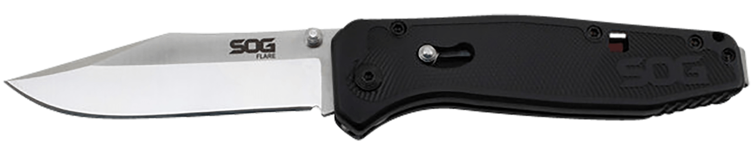 S.O.G SOGFLA1001CP Flare 3.50" Folding Plain Clip Point Satin Polished/Black GRN Handle