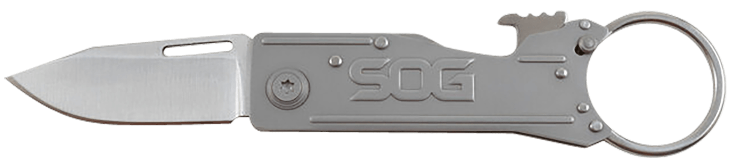 S.O.G SOGKT1001CP KeyTron 1.80" Folding Plain Clip Point Grey 5Cr13MoV SS Blade/ Grey Stainless Steel Handle