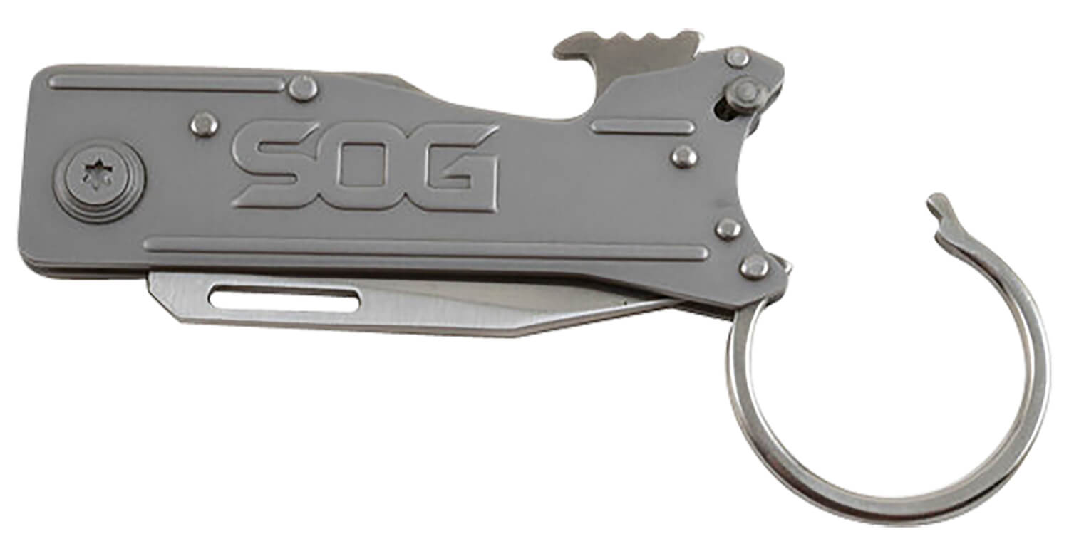 S.O.G SOGKT1001CP KeyTron 1.80" Folding Plain Clip Point Grey 5Cr13MoV SS Blade/ Grey Stainless Steel Handle - Image 3