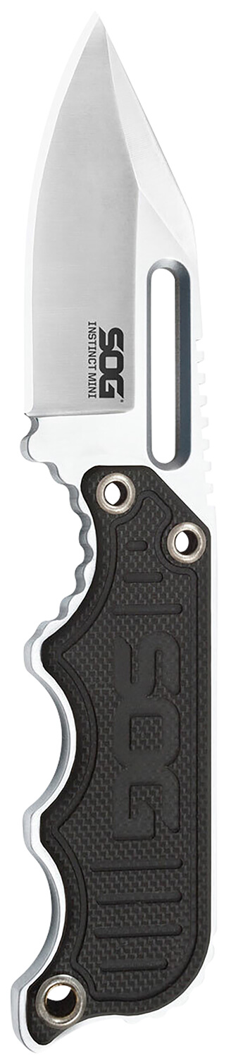 S.O.G SOGNB1002CP Instinct Mini 1.90" Fixed Clip Point Plain Satin Polished 5Cr15MoV SS Blade Black/Silver G10/SS Handle Includes Lanyard/Sheath - Image 2