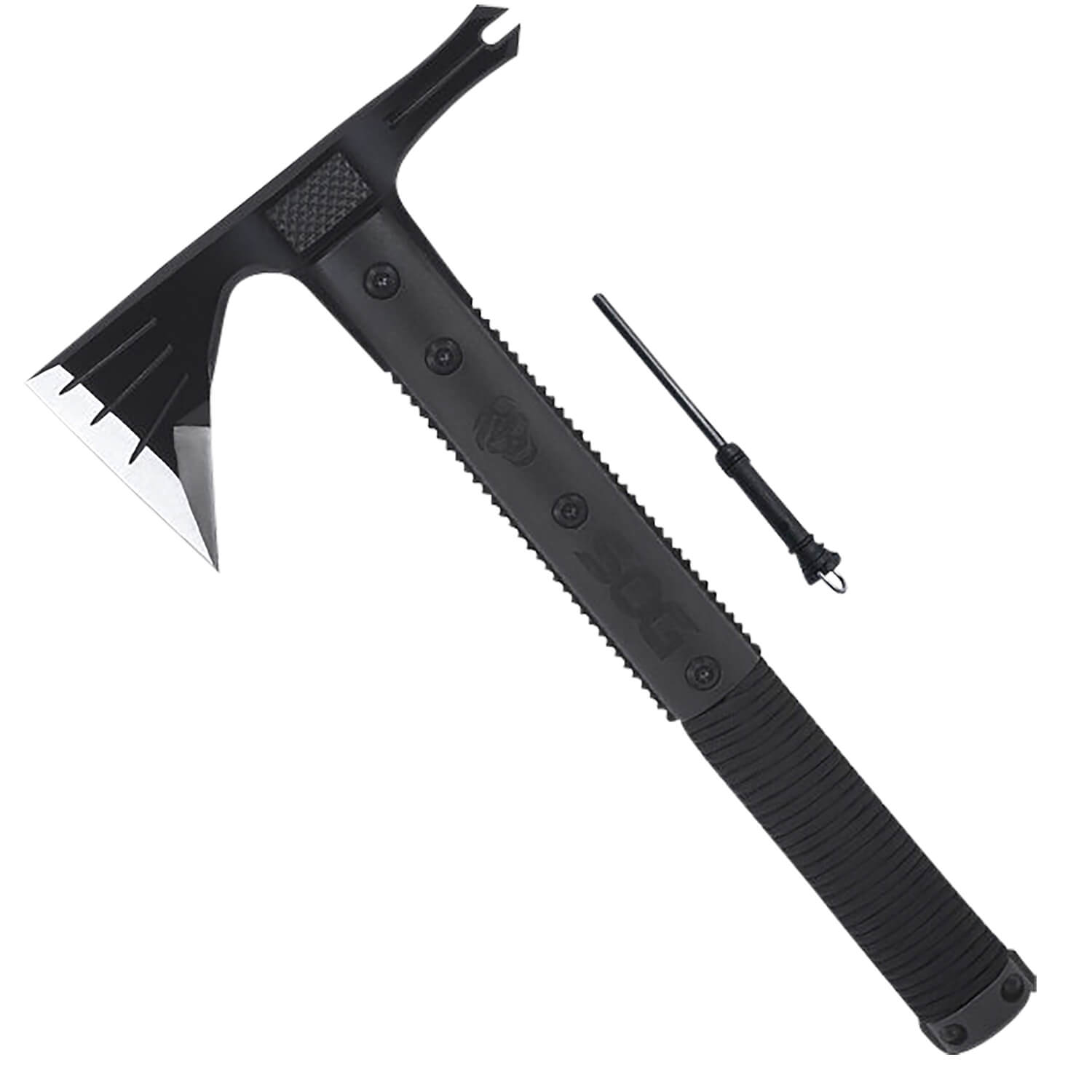 S.O.G SOGSK1001CP Survival Hawk 3" Blade 2Cr13MoV SS Blade Black w/Reflective Paracord GRN Handle 12.10" Long Tomahawk - Image 2