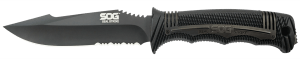 S.O.G SOGSS1003CP Seal Strike 4.90" Fixed Clip Point Part Serrated AUS-8A SS Blade Black Textured GRN/SS Handle Includes Belt Clip/Sheath