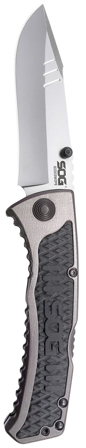 S.O.G SOGSW1011CP Sideswipe 3.40" Folding Clip Point Plain Bead Blasted 7Cr15MoV SS Blade Gray Anodized Aluminum/G10 Handle Includes Belt Clip - Image 2