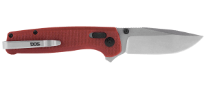 S.O.G SOGTM1023CP Terminus XR 2.95" Folding Clip Point Plain Stonewashed D2 Steel Blade Crimson Textured G10 Handle Includes Pocket Clip