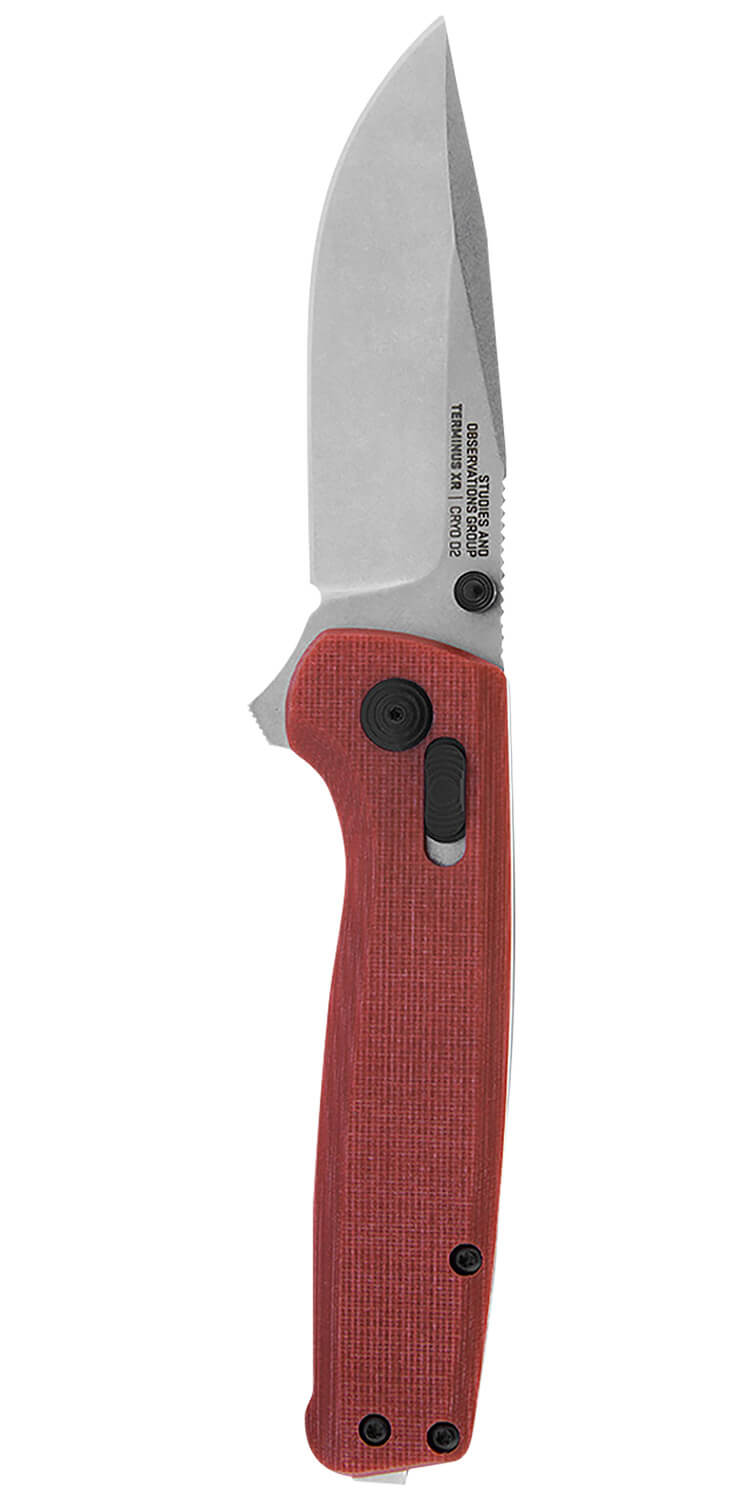 S.O.G SOGTM1023CP Terminus XR 2.95" Folding Clip Point Plain Stonewashed D2 Steel Blade Crimson Textured G10 Handle Includes Pocket Clip - Image 2